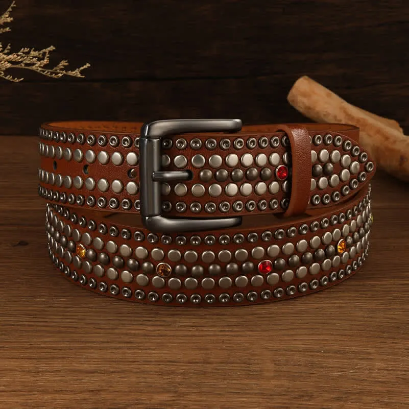 Fashion Crystal Studded Silver Round Rivet Leather Belt sold by FloralTrip product image thumbnail 5
