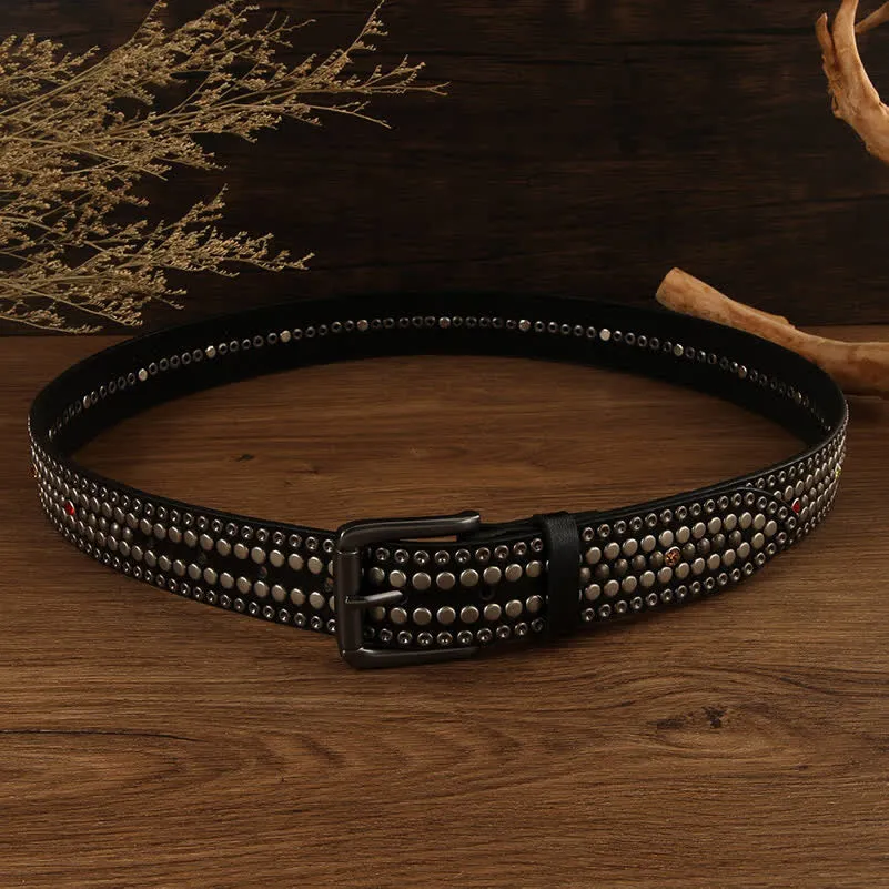 Fashion Crystal Studded Silver Round Rivet Leather Belt sold by FloralTrip product image thumbnail 3