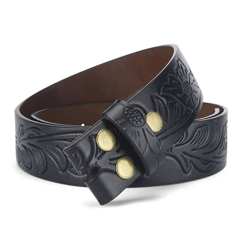 Punk Floral Embossed DIY Leather Belt Strap without Belt Buckle sold by FloralTrip product image thumbnail 4