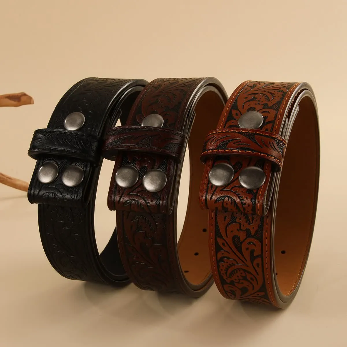 Western Flower Embossed DIY Leather Belt Strap without Belt Buckle sold by FloralTrip product image thumbnail 5