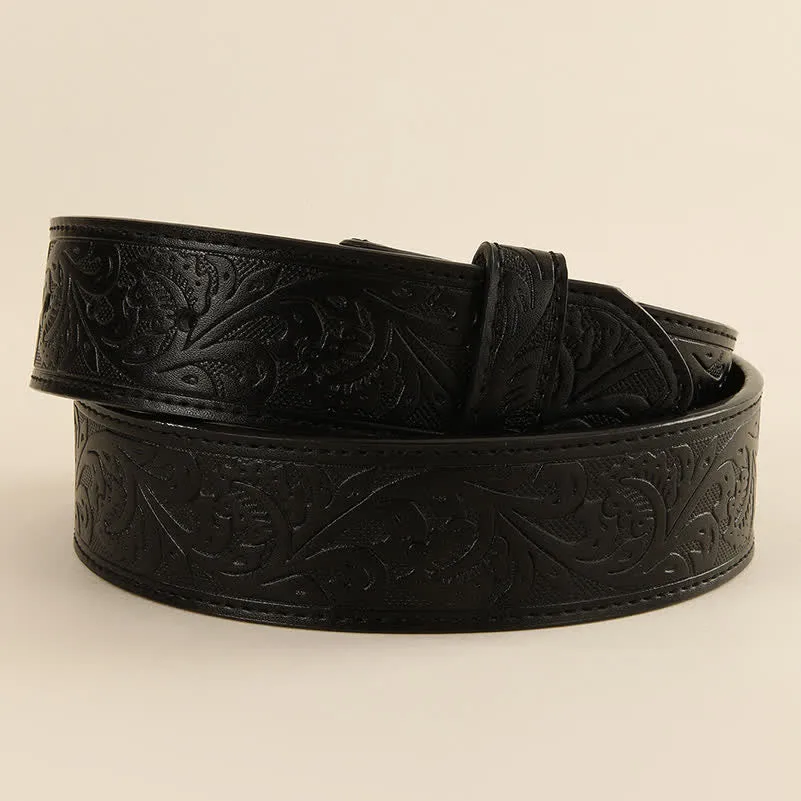 Western Flower Embossed DIY Leather Belt Strap without Belt Buckle sold by FloralTrip product image thumbnail 3