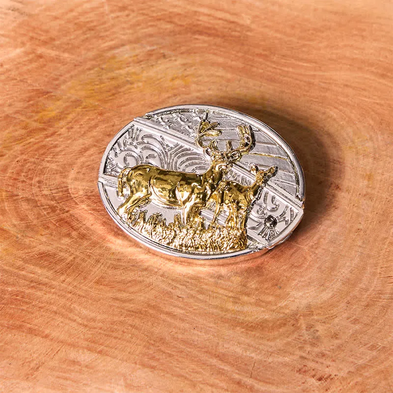 Men's DIY Gold & Silver Deers Hidden Folding Knife Leather Belt sold by FloralTrip