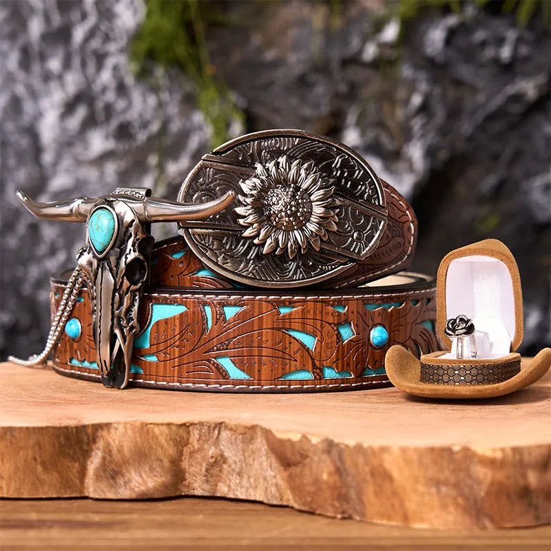 Sunflower DIY Hidden Knife Belt Buckle With Longhorn Pendant Bundle Set sold by FloralTrip