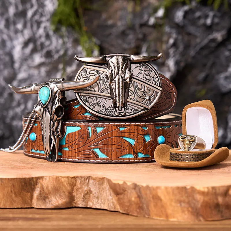 Longhorn Skull DIY Hidden Knife Belt Buckle With Bull Ring Bundle Set sold by FloralTrip product image thumbnail 5