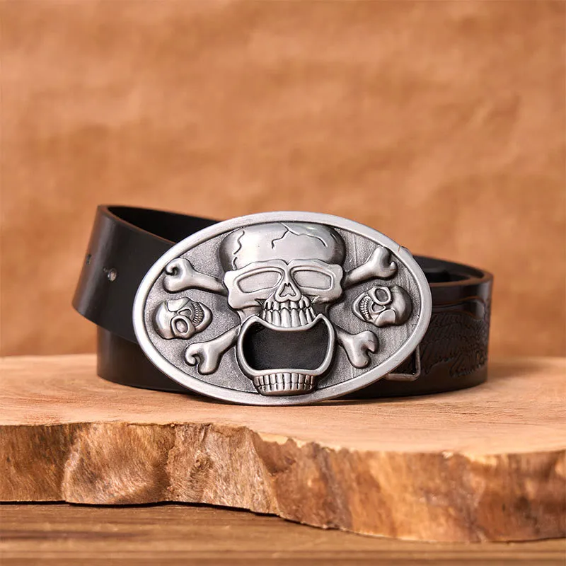 Skull With Bottle Opener DIY Western Buckle Leather Belt sold by FloralTrip product image thumbnail 2