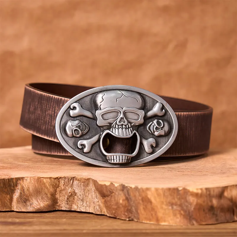 Skull With Bottle Opener DIY Western Buckle Leather Belt sold by FloralTrip product image thumbnail 5