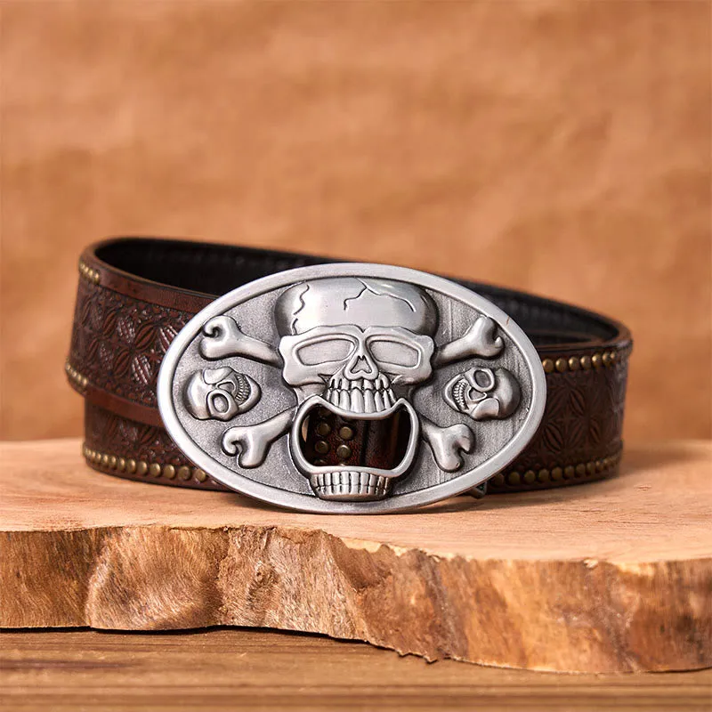 Skull With Bottle Opener DIY Western Buckle Leather Belt sold by FloralTrip product image thumbnail 4