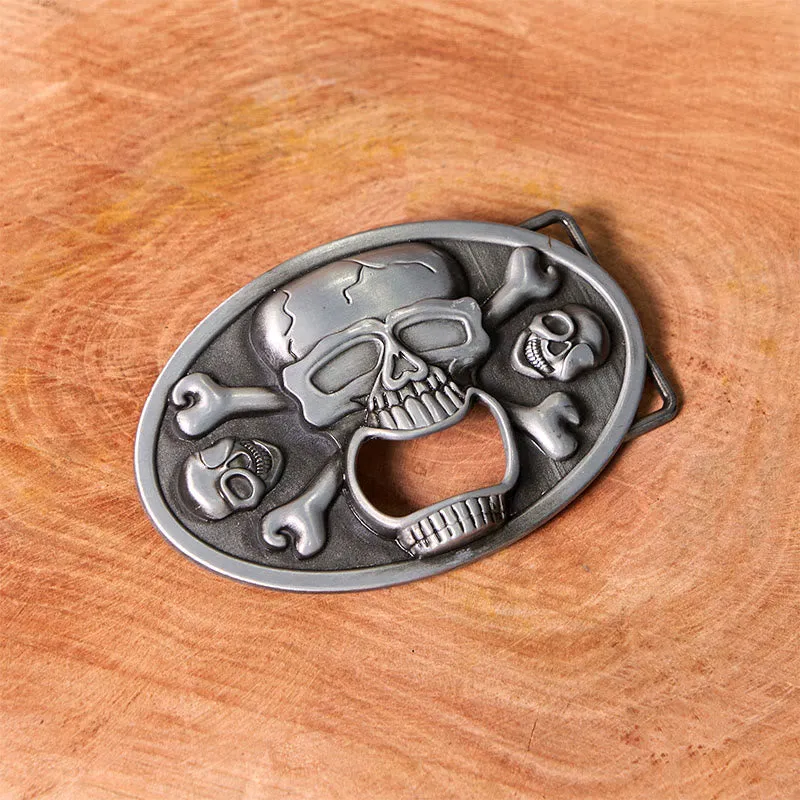 Skull With Bottle Opener DIY Western Buckle Leather Belt sold by FloralTrip