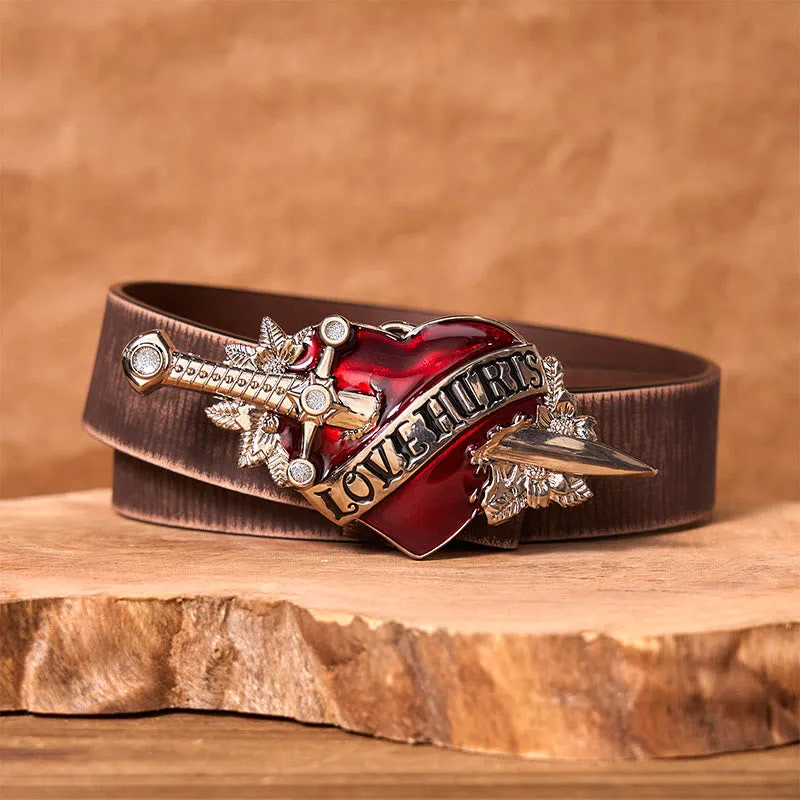 A Sword Through The Heart DIY Western Buckle Leather Belt sold by FloralTrip product image thumbnail 5