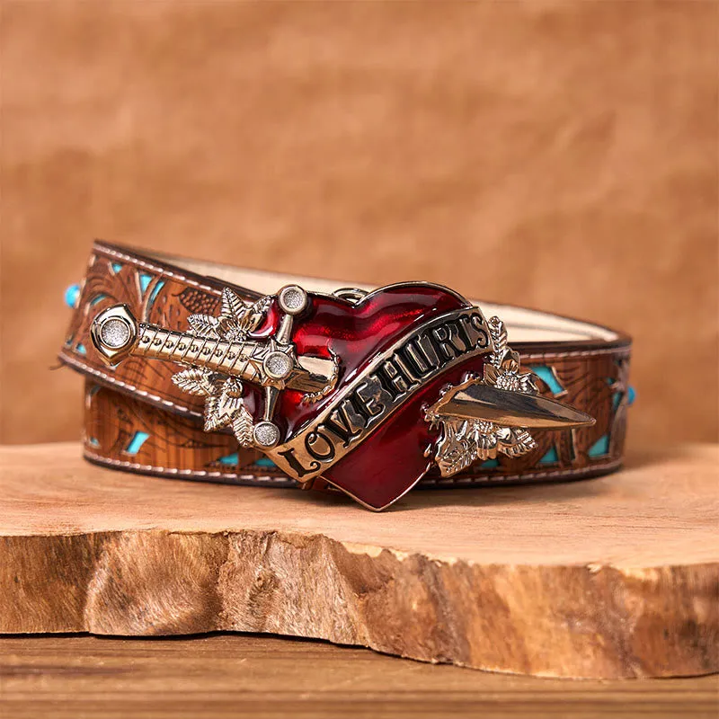 A Sword Through The Heart DIY Western Buckle Leather Belt sold by FloralTrip product image thumbnail 3