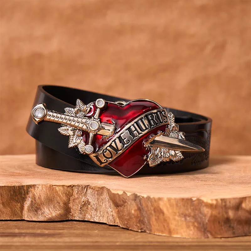A Sword Through The Heart DIY Western Buckle Leather Belt sold by FloralTrip product image thumbnail 2