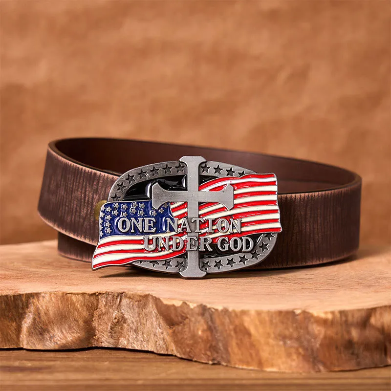 One Nation Under God DIY Western Buckle Leather Belt sold by FloralTrip product image thumbnail 5
