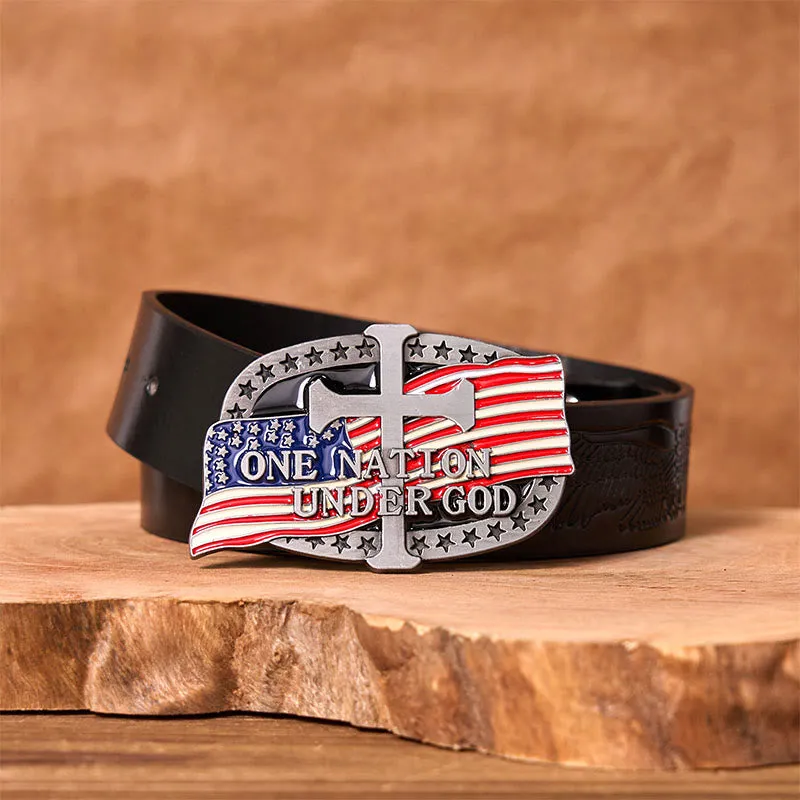 One Nation Under God DIY Western Buckle Leather Belt sold by FloralTrip product image thumbnail 2