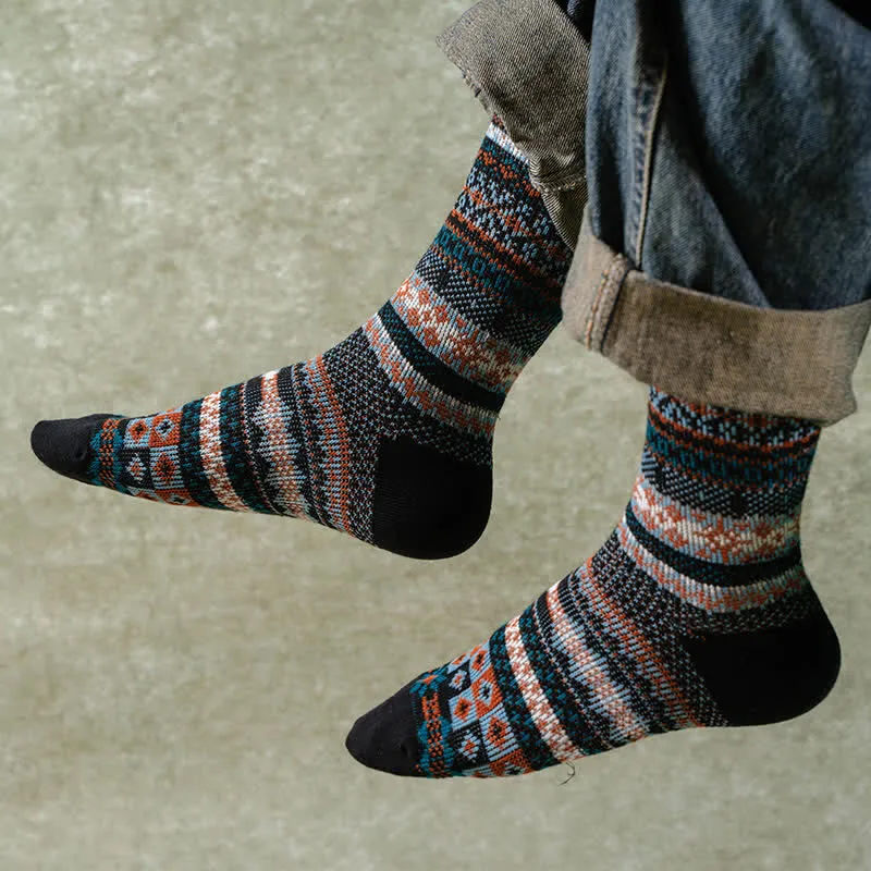 Clearance: Ethnic Striped Print Cotton Crew Socks sold by FloralTrip