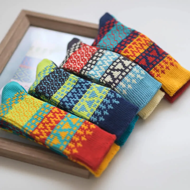 Clearance: Colorful Ethnic Patterns Striped Cotton Crew Socks sold by FloralTrip product image thumbnail 4