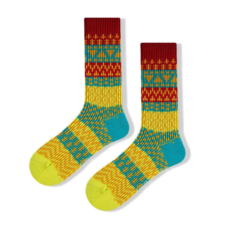Clearance: Colorful Ethnic Patterns Striped Cotton Crew Socks sold by FloralTrip product image thumbnail 3