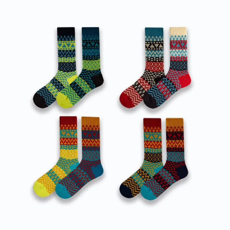Clearance: Colorful Ethnic Patterns Striped Cotton Crew Socks sold by FloralTrip product image thumbnail 2
