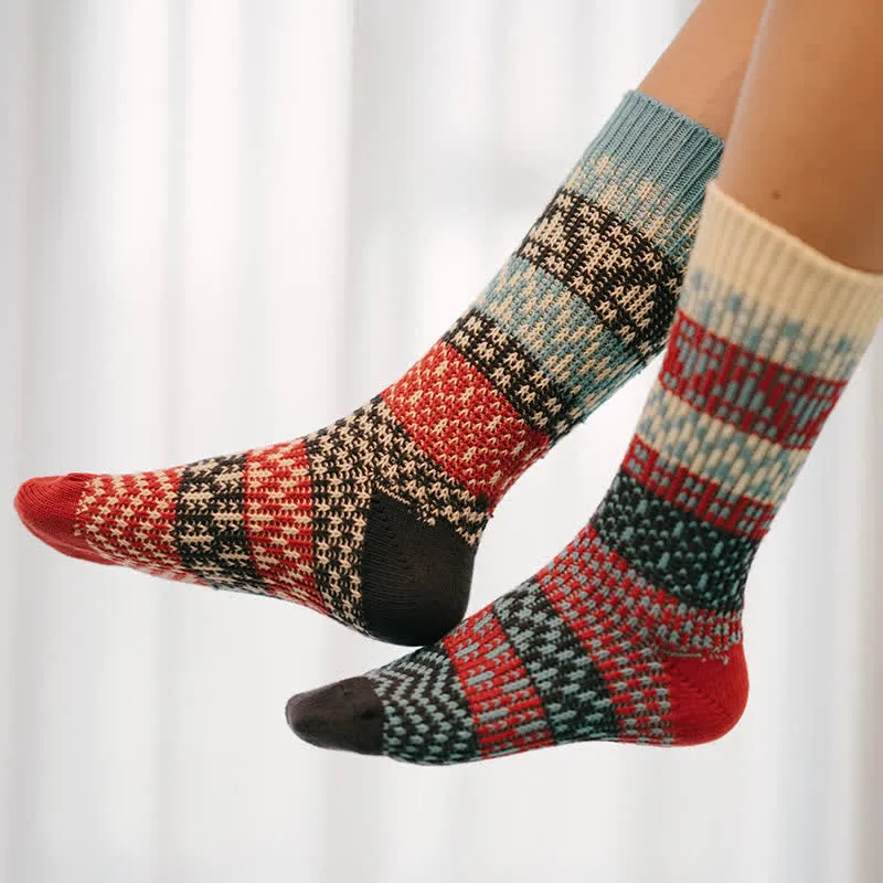 Clearance: Colorful Ethnic Patterns Striped Cotton Crew Socks sold by FloralTrip product image thumbnail 5