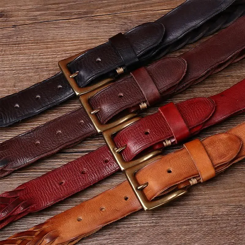Braided Handwoven Without Hole Leather Belt sold by FloralTrip product image thumbnail 2