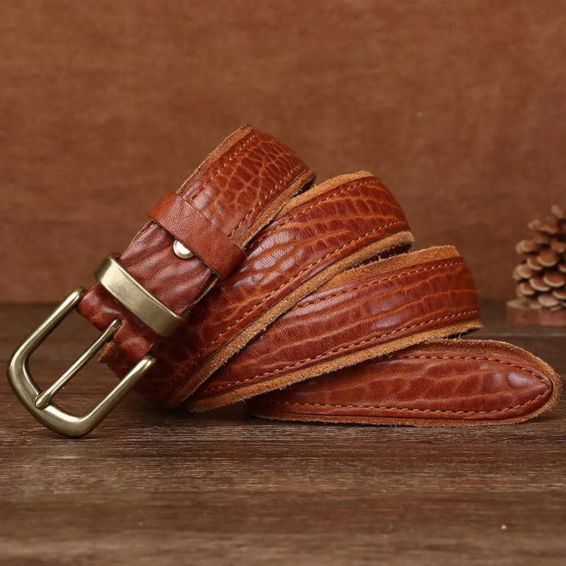 Rough Texture Water Ripple Vintage Detailed Leather BVelt sold by FloralTrip