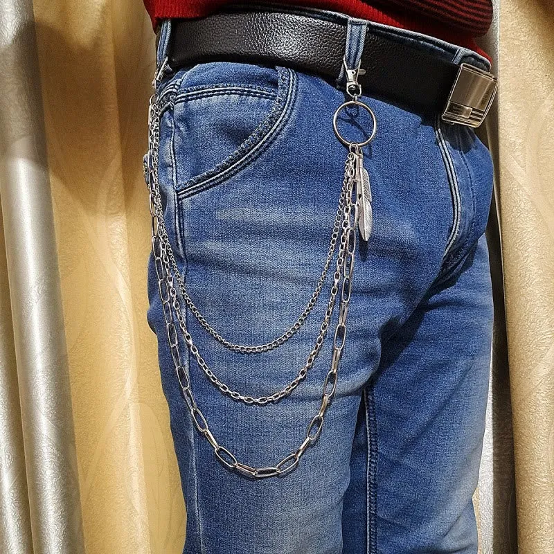 Vintage Feather Belt Chain Three Layers Gothic Waist Chain sold by FloralTrip