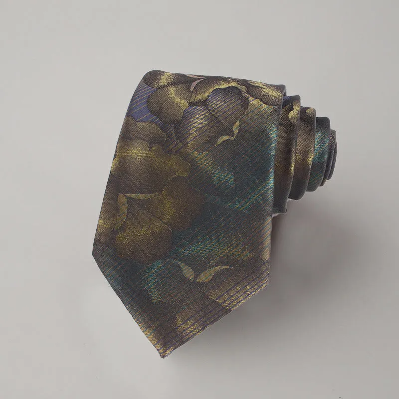 Men's Dark Color Flower Pattern Necktie Pocket Square Set sold by FloralTrip product image thumbnail 3