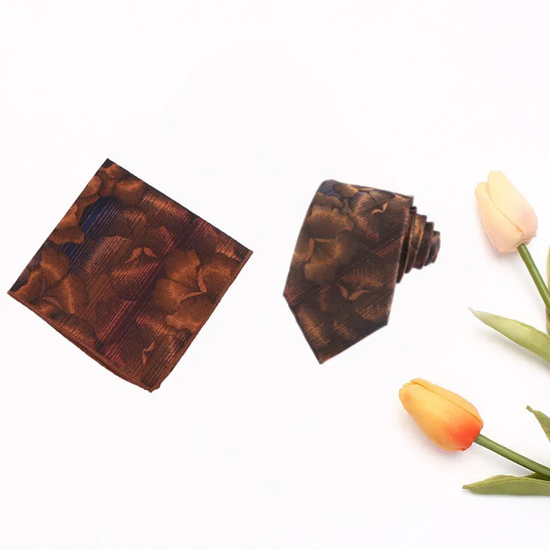 Men's Dark Color Flower Pattern Necktie Pocket Square Set sold by FloralTrip product image thumbnail 5