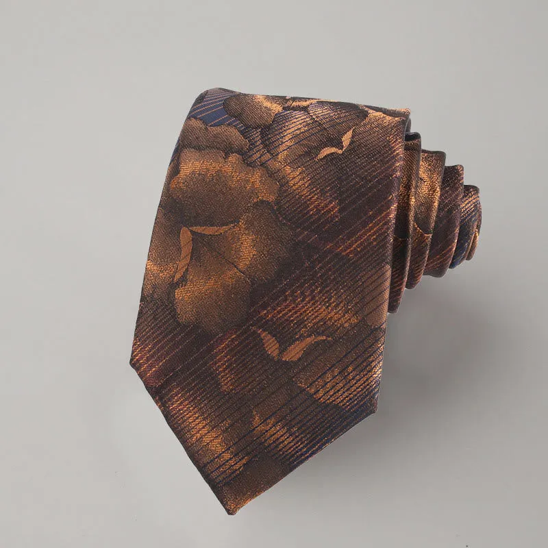 Men's Dark Color Flower Pattern Necktie Pocket Square Set sold by FloralTrip