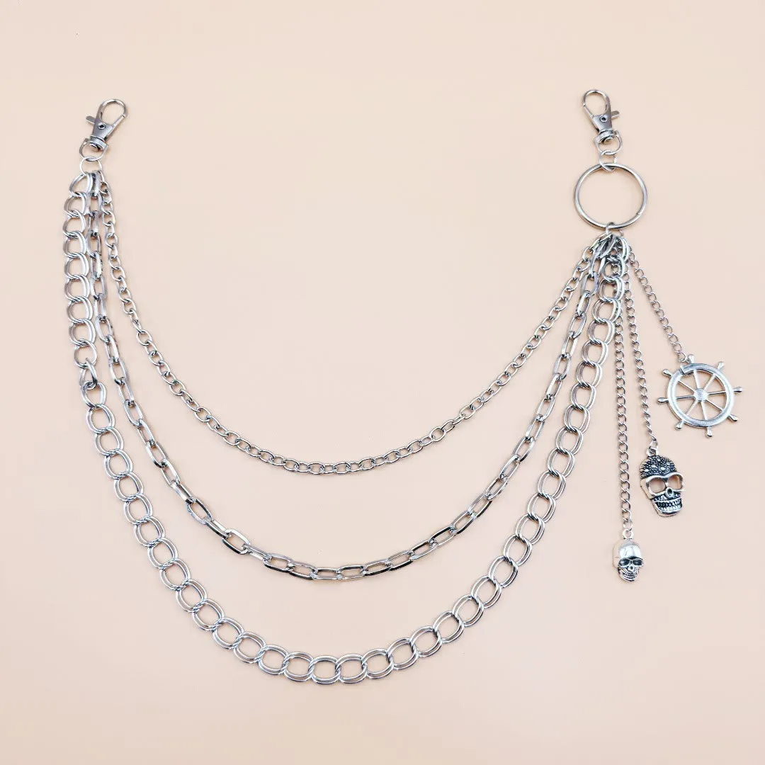 Hollow Rudder Skull Pendant Belt Chain Metal Waist Chain sold by FloralTrip product image thumbnail 4