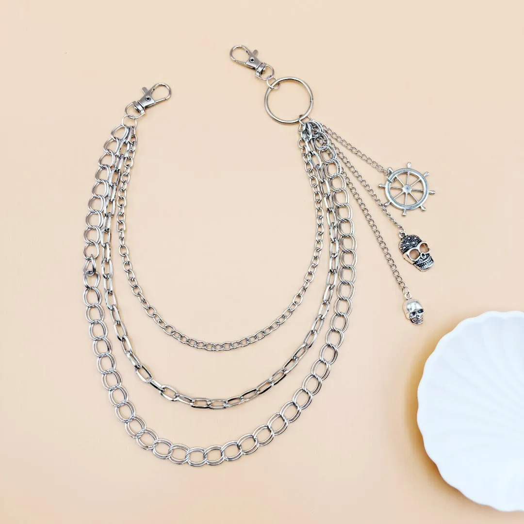 Hollow Rudder Skull Pendant Belt Chain Metal Waist Chain sold by FloralTrip product image thumbnail 5
