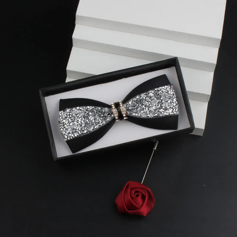 2Pcs Men's Shiny Rhinestone Bling Red Corsage Bow Tie Set sold by FloralTrip product image thumbnail 3