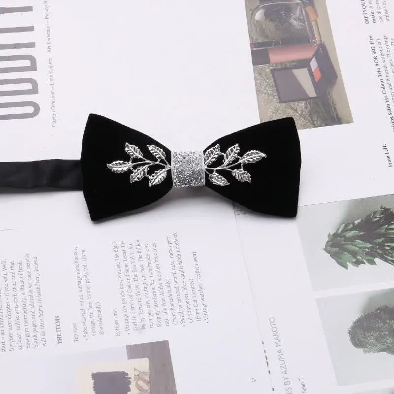 Men's Graceful Velvet Decorative Rhinestone Metal Bow Tie sold by FloralTrip product image thumbnail 2