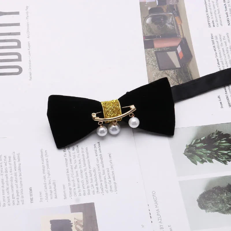 Men's Graceful Velvet Decorative Rhinestone Metal Bow Tie sold by FloralTrip product image thumbnail 3