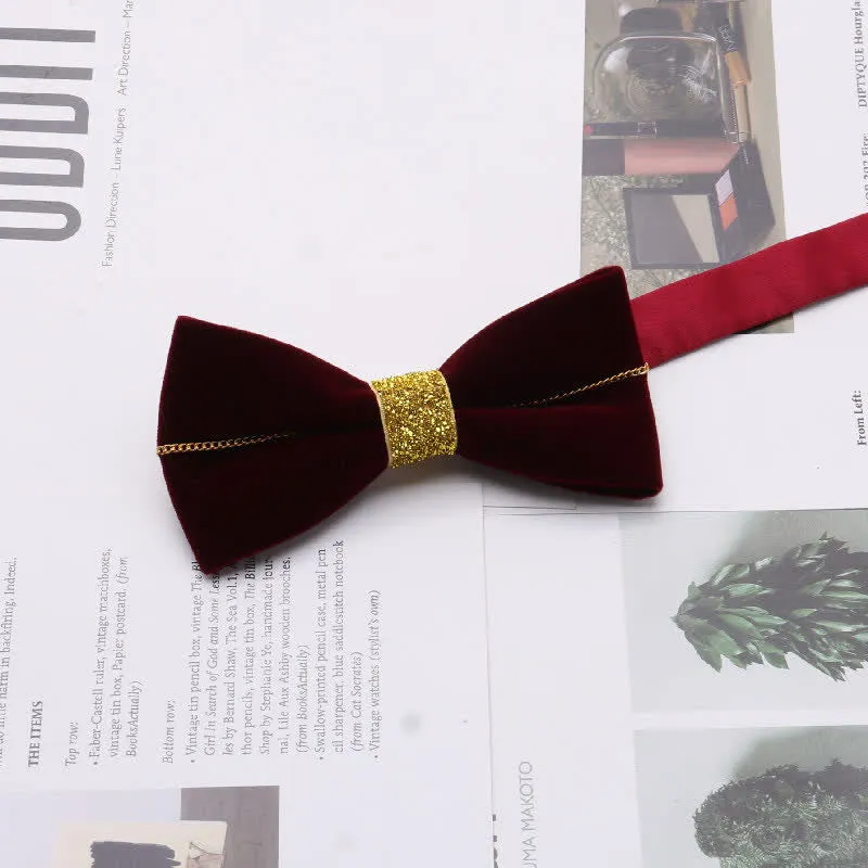 Men's Graceful Velvet Decorative Rhinestone Metal Bow Tie sold by FloralTrip product image thumbnail 5