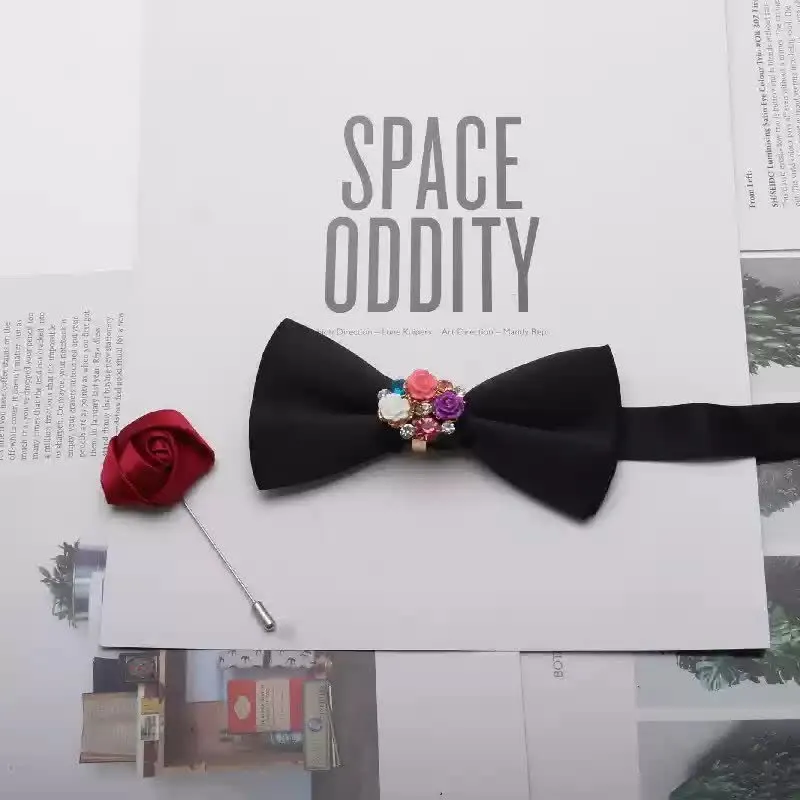 2Pcs Men's Gold Metal Pearl Flower Decors Red Corsage Bow Tie Set sold by FloralTrip product image thumbnail 4