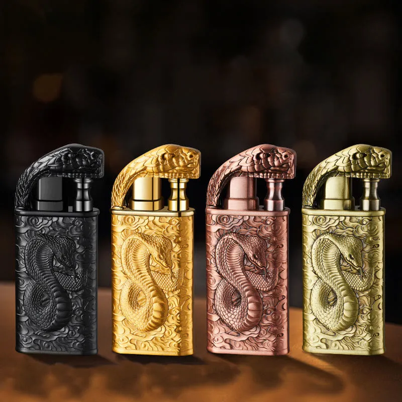 Double Flame Embossed Wild Crocodile Refillable Butane Lighter sold by FloralTrip product image thumbnail 5