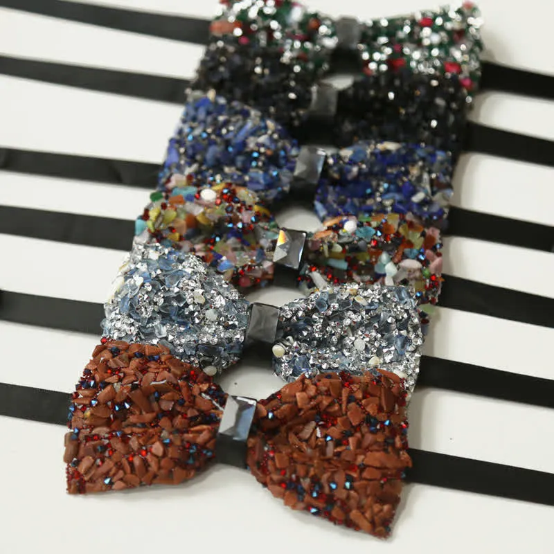 Men's Multicolor Stone Crystal Clastic Enchases Bow Tie sold by FloralTrip product image thumbnail 2