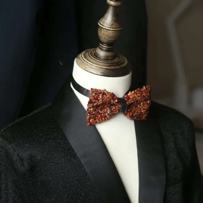 Men's Multicolor Stone Crystal Clastic Enchases Bow Tie sold by FloralTrip product image thumbnail 4