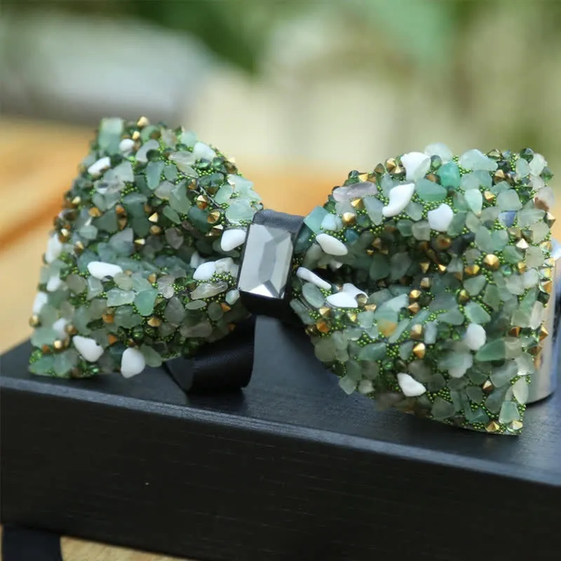 Men's Multicolor Stone Crystal Clastic Enchases Bow Tie sold by FloralTrip
