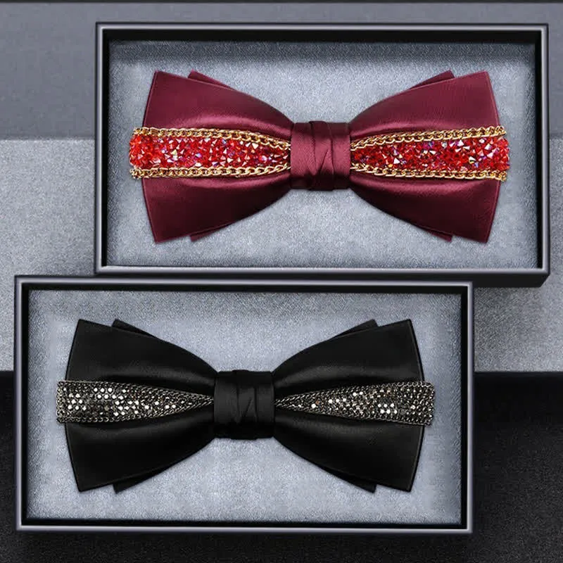 Men's Luxurious Sparkling Rhinestone Metal Chain Bow Tie sold by FloralTrip