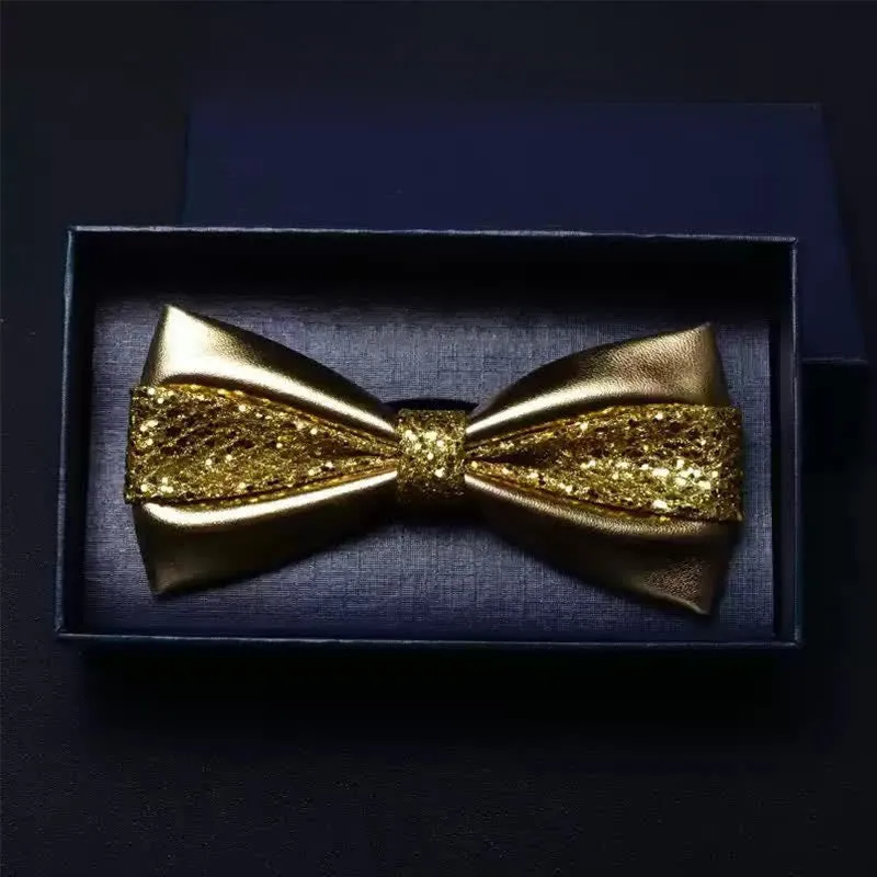 Men's Wedding Party Double Layered Faux Leather Bow Tie sold by FloralTrip product image thumbnail 3