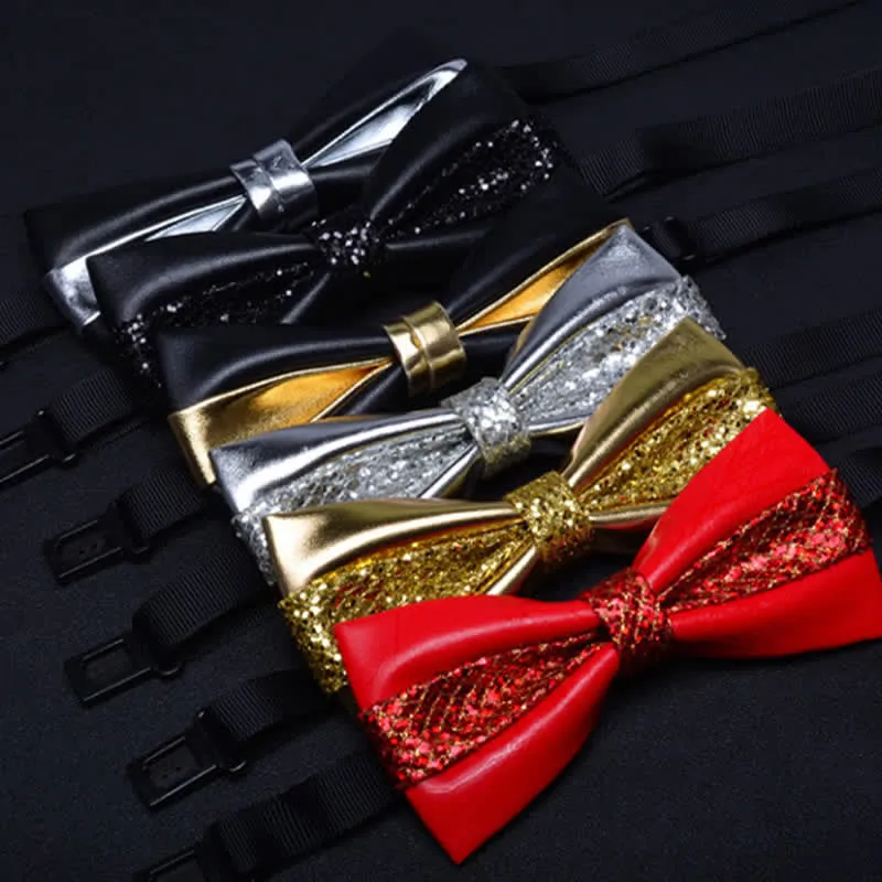 Men's Wedding Party Double Layered Faux Leather Bow Tie sold by FloralTrip product image thumbnail 4