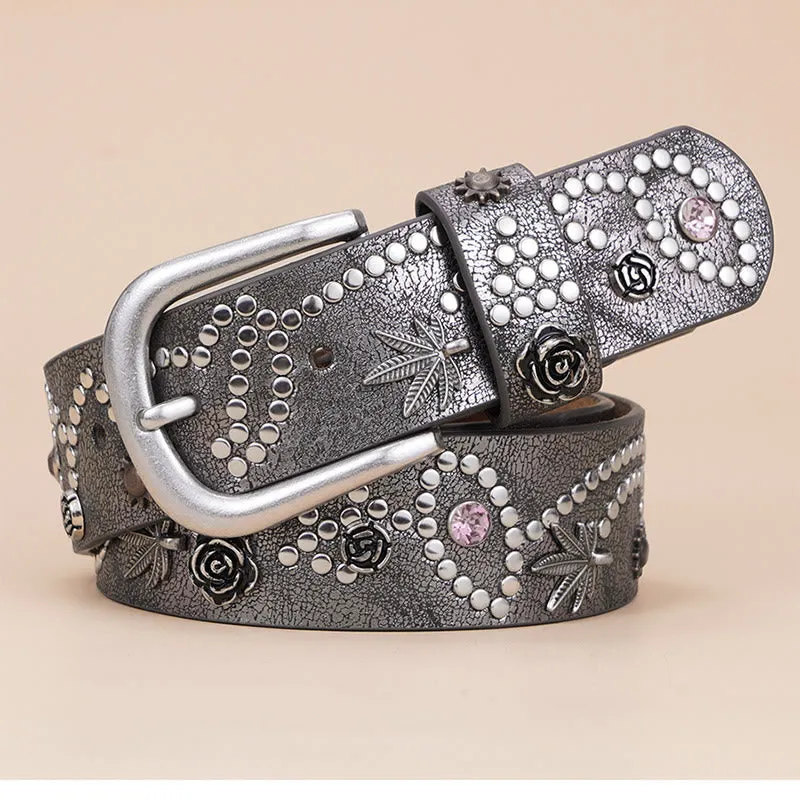 Women's Western Cowgirl Rivet Pin Buckle Belt sold by FloralTrip
