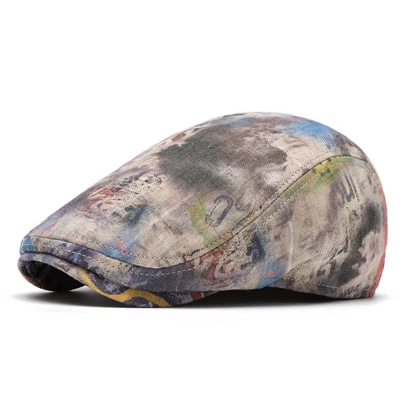 Graffiti Pattern Tie-dyed Newsboy Cotton Beret Hat sold by FloralTrip product image thumbnail 3