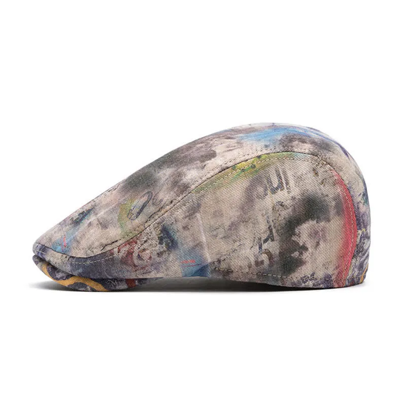 Graffiti Pattern Tie-dyed Newsboy Cotton Beret Hat sold by FloralTrip product image thumbnail 5