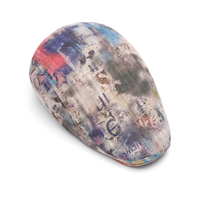 Graffiti Pattern Tie-dyed Newsboy Cotton Beret Hat sold by FloralTrip product image thumbnail 4