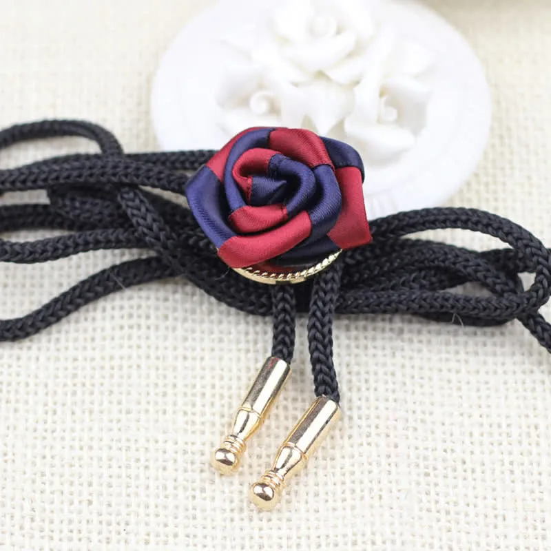 Burgundy & Navy Elegant Rose Pendant Bolo Tie sold by FloralTrip product image thumbnail 2