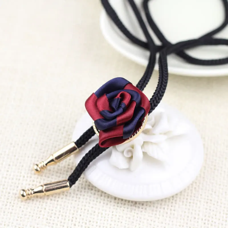 Burgundy & Navy Elegant Rose Pendant Bolo Tie sold by FloralTrip product image thumbnail 3