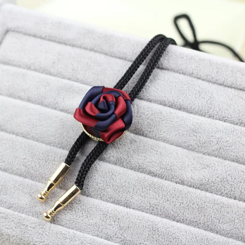 Burgundy & Navy Elegant Rose Pendant Bolo Tie sold by FloralTrip product image thumbnail 5