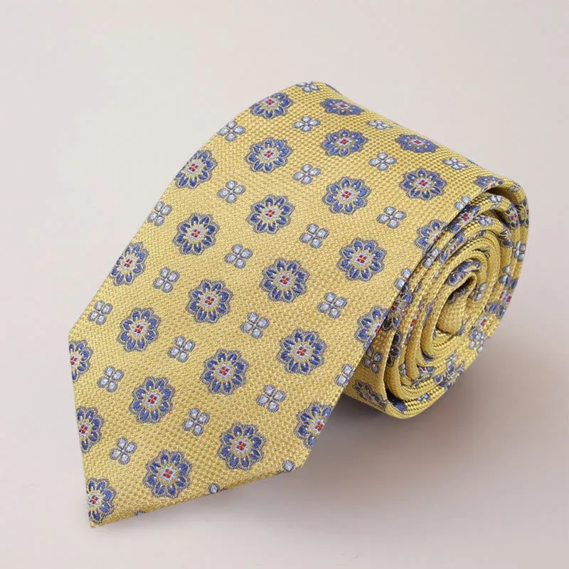 Men's Blue Mini Flowers Mulberry Silk Necktie sold by FloralTrip